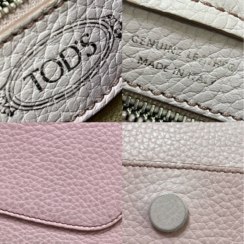 tods 櫻花粉色荔枝皮中號 wave 大嘴包-3