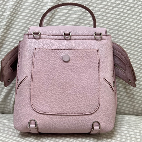 tods 櫻花粉色荔枝皮中號 wave 大嘴包-9