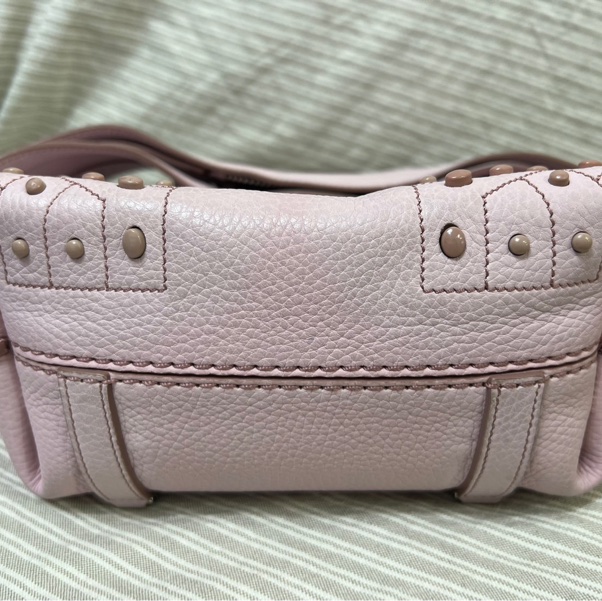 tods 櫻花粉色荔枝皮中號 wave 大嘴包-10