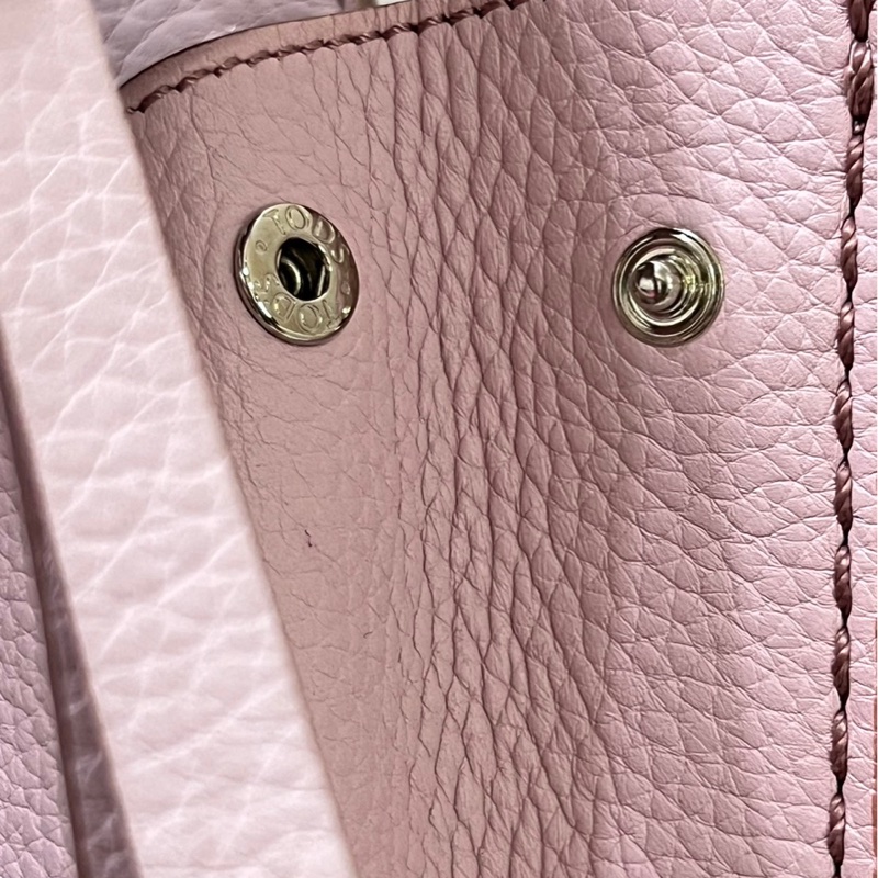 tods 櫻花粉色荔枝皮中號 wave 大嘴包-13