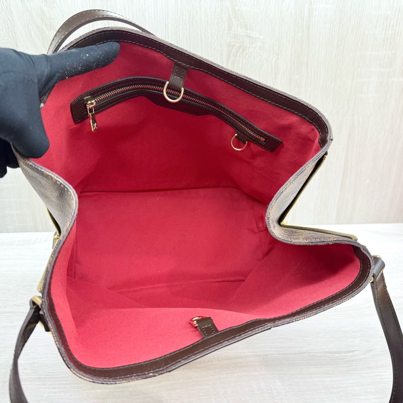 LV咖啡棋盤格cabas rivington側雙拉鍊托特包N41108-5