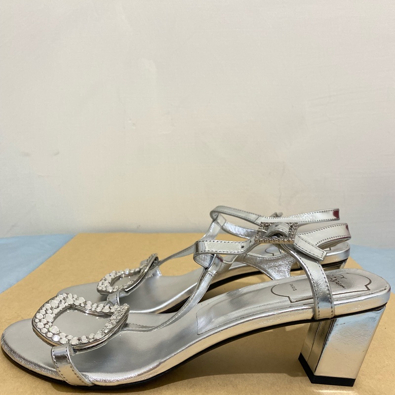 Roger Viver SANDAL CHIPS T.45 女生涼鞋 銀色 36.5 全新-2