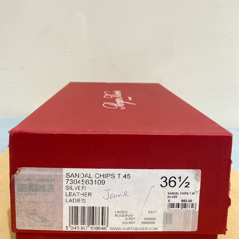 Roger Viver SANDAL CHIPS T.45 女生涼鞋 銀色 36.5 全新-5