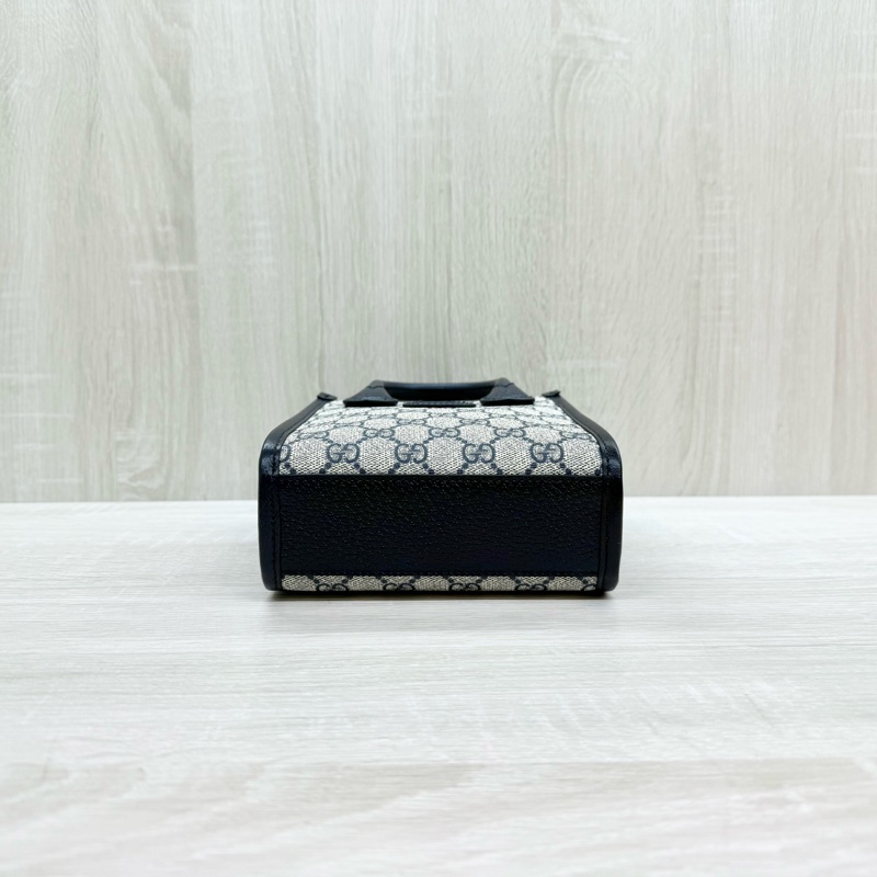 GUCCI原花拼深藍色牛皮INTERLOCKING GG琴譜包671623-5