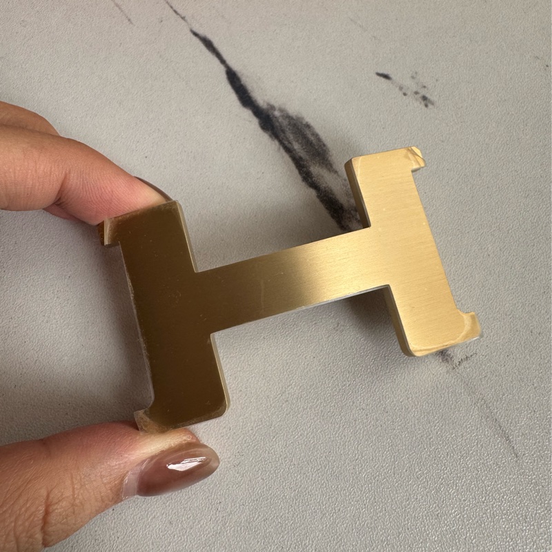 Hermes黑/灰雙面金大H皮帶110公分-1