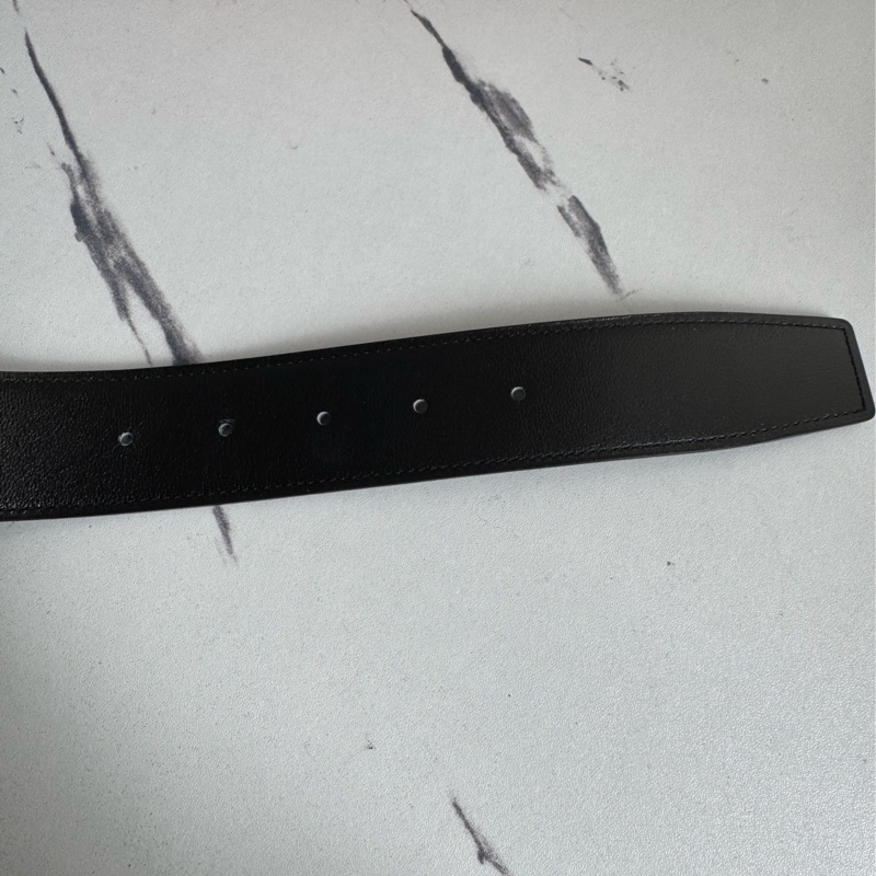 Hermes黑/灰雙面金大H皮帶110公分-10