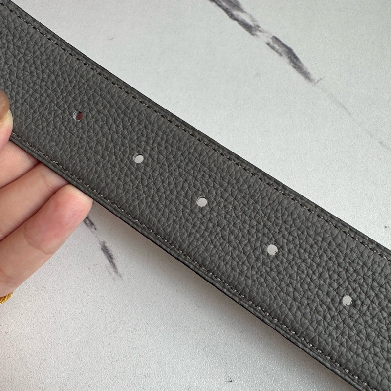 Hermes黑/灰雙面金大H皮帶110公分-12