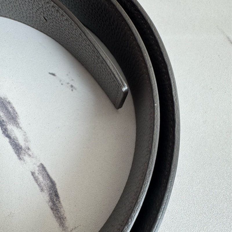 Hermes黑/灰雙面金大H皮帶110公分-14