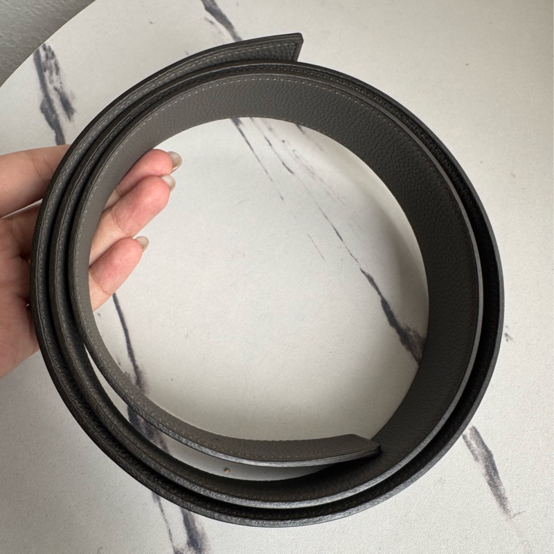 Hermes黑/灰雙面金大H皮帶110公分-15