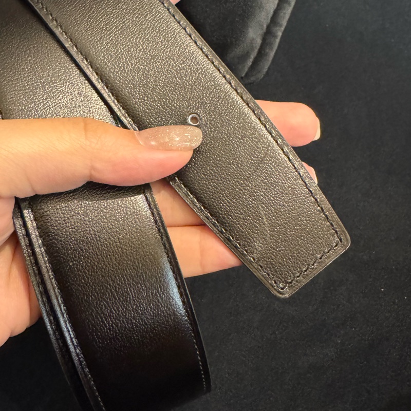 Hermes黑/灰雙面金大H皮帶110公分-10