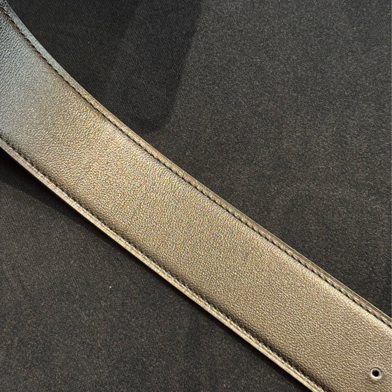 Hermes黑/灰雙面金大H皮帶110公分-11