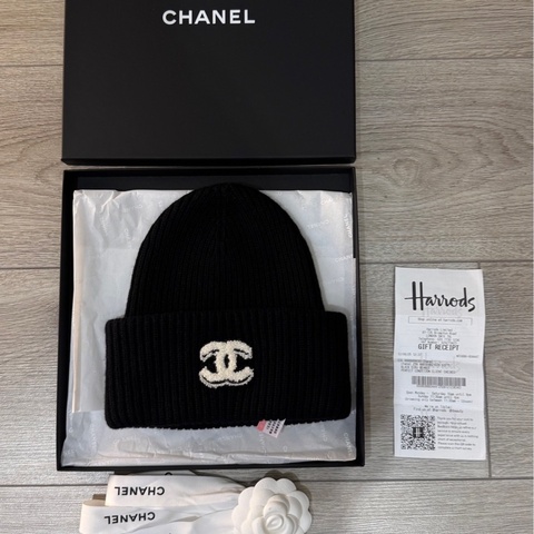jennie同款 💙香奈兒 chanel 25B 毛帽 漫畫毛帽 冷帽 針織毛帽 黑色毛帽