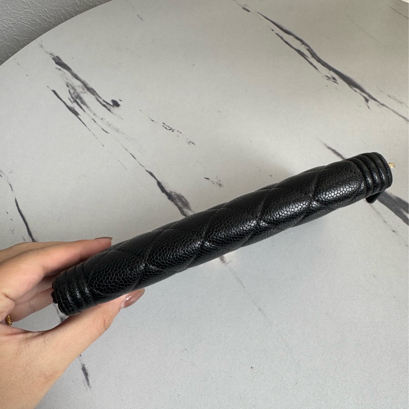 chanel黑菱格金boyㄇ拉長夾-4