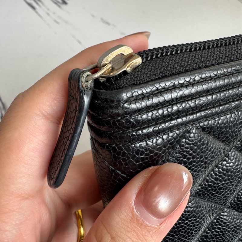 chanel黑菱格金boyㄇ拉長夾-11