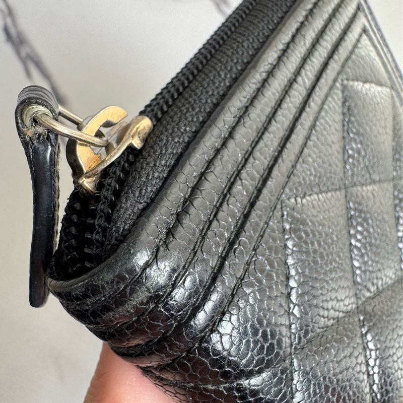 chanel黑菱格金boyㄇ拉長夾-41