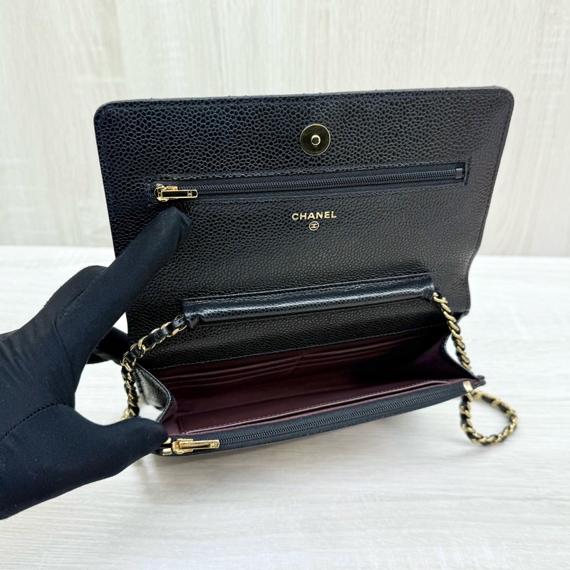 CHANEL黑金牛皮下蓋磁吸WOC/AP0250-9