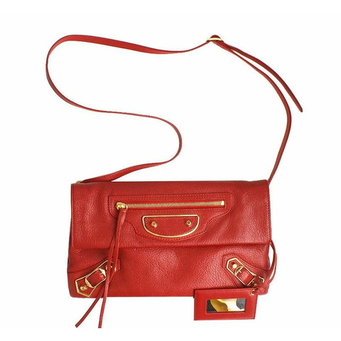 BALENCIAGA 紅色鍍金馬達手拿包和斜背包