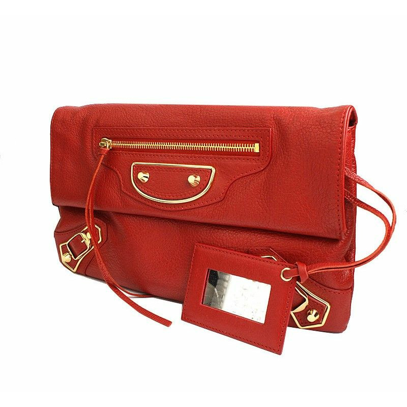 【包稅】BALENCIAGA 紅色鍍金馬達手拿包和斜背包-1