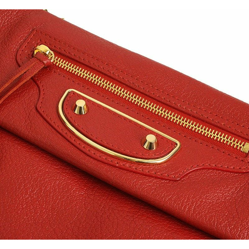 【包稅】BALENCIAGA 紅色鍍金馬達手拿包和斜背包-5