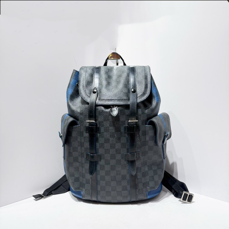 LV/路易威登 Christopher 黑棋盤格抽繩 登山雙肩包-0