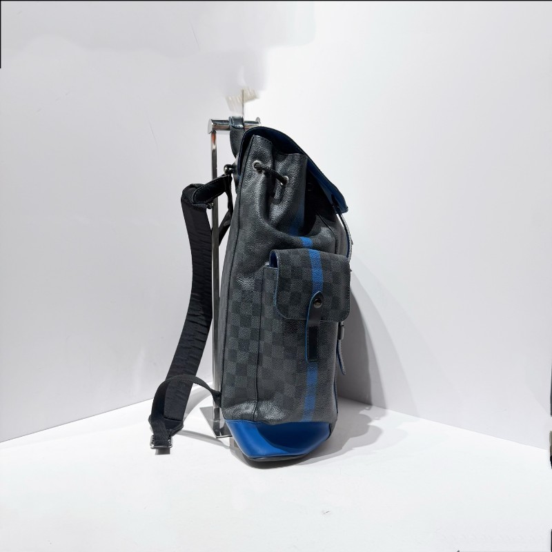 LV/路易威登 Christopher 黑棋盤格抽繩 登山雙肩包-4