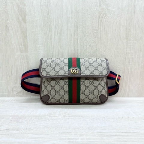 GUCCI Ophidia帆布綠紅織帶小款腰包752597