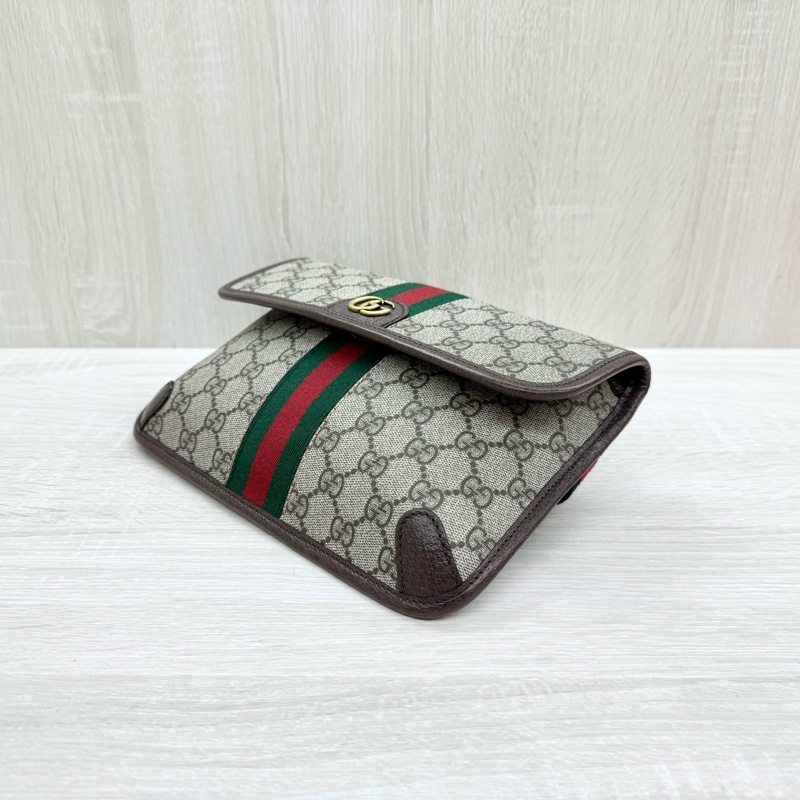 GUCCI Ophidia帆布綠紅織帶小款腰包752597-2