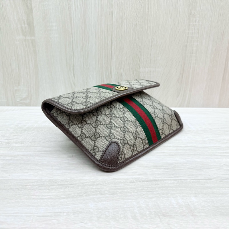 GUCCI Ophidia帆布綠紅織帶小款腰包752597-3