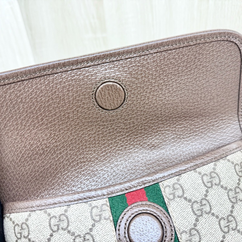 GUCCI Ophidia帆布綠紅織帶小款腰包752597-9