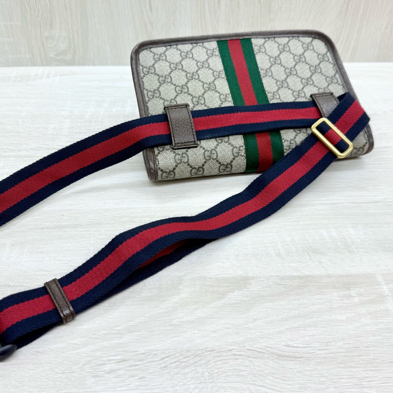 GUCCI Ophidia帆布綠紅織帶小款腰包752597-10