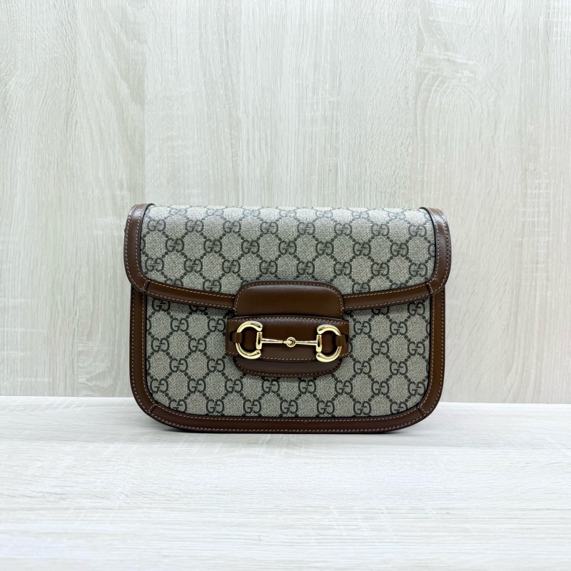 GUCCI老花拚咖皮革1955中號側背包602204-0