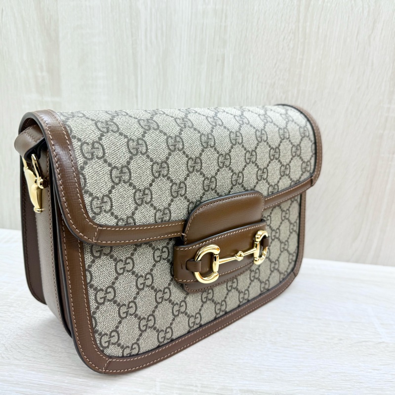 GUCCI老花拚咖皮革1955中號側背包602204-4