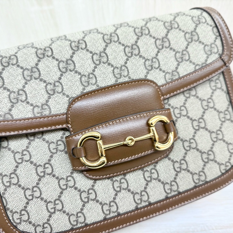 GUCCI老花拚咖皮革1955中號側背包602204-10