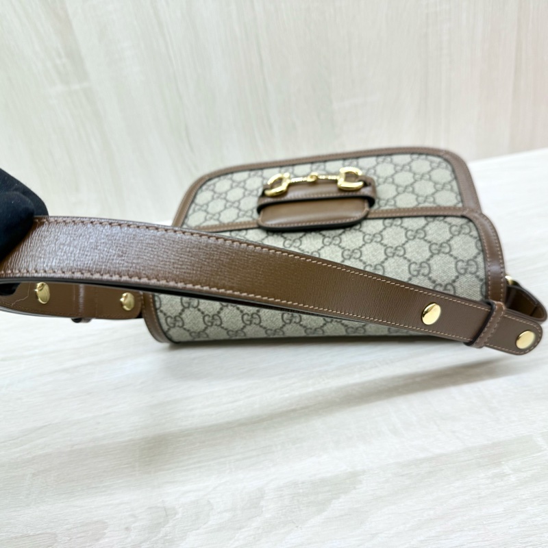 GUCCI老花拚咖皮革1955中號側背包602204-17