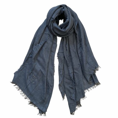 CHANEL CC 閃閃銀絲 圍巾