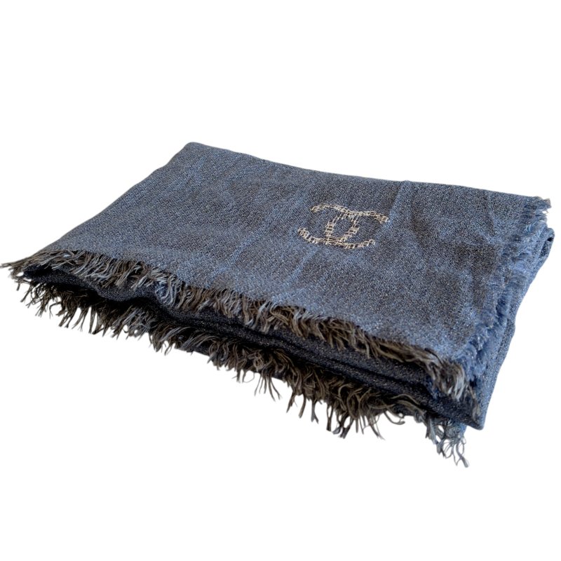 CHANEL CC 閃閃銀絲 圍巾-2