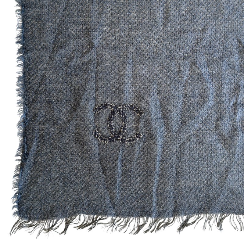 CHANEL CC 閃閃銀絲 圍巾-3