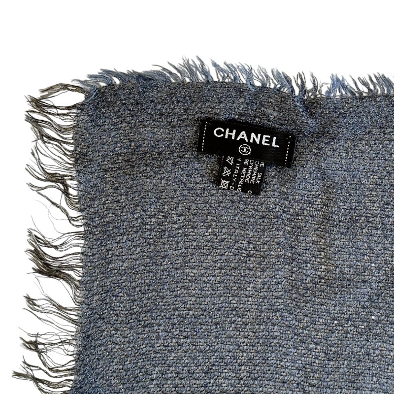CHANEL CC 閃閃銀絲 圍巾-4