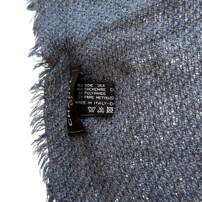 CHANEL CC 閃閃銀絲 圍巾-6