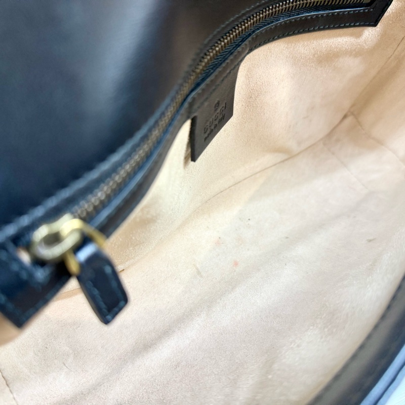 GUCCI黑色牛皮金釦MARMONT 26下蓋側背包443497-21