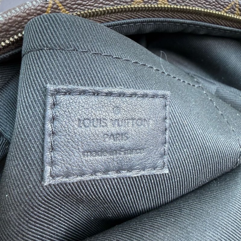 LV Palm Springs 棕色拼多色 老花拼鑰匙印花 塗層帆布 mini 雙肩包-9