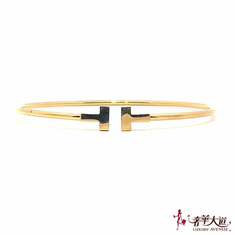 ＊奢華大道國際精品＊【J1254】TIFFANY 18K玫瑰金 TT線圈手環