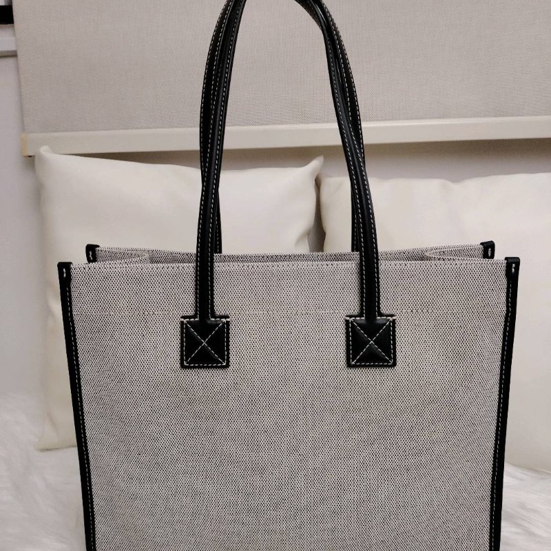 Burberry Freya 黑色拼灰色 牛皮拼帆布 中號-2