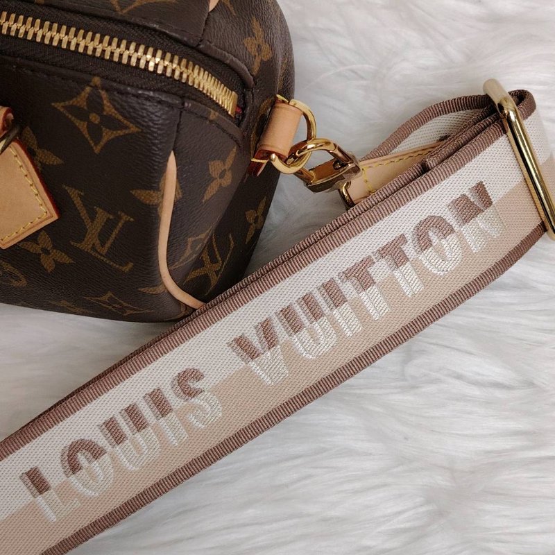 LV SPEEDY 棕色 老花 塗層帆布拼牛皮 20 金鎖 芯片款-5