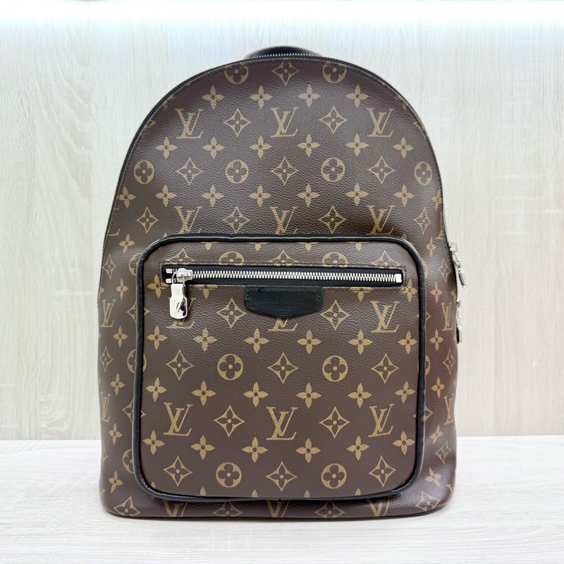 LV原花拼黑皮革JOSH拉鍊後背包M45349-0