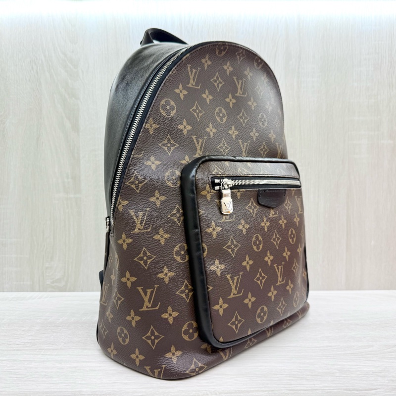 LV原花拼黑皮革JOSH拉鍊後背包M45349-3