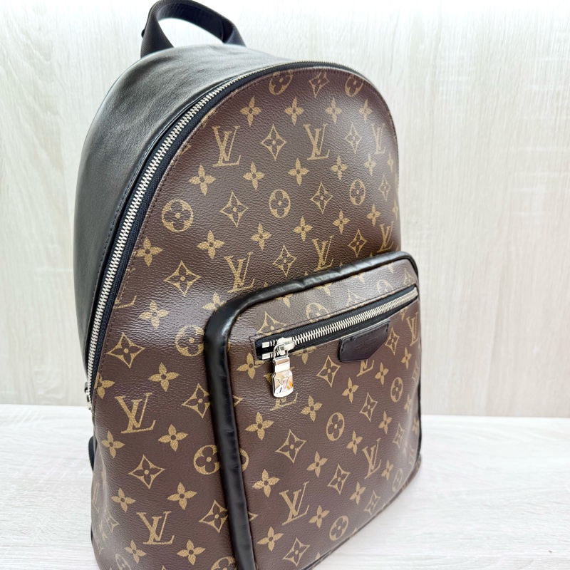 LV原花拼黑皮革JOSH拉鍊後背包M45349-5