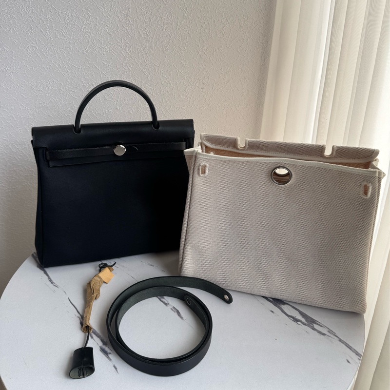 Hermes黑米帆布一代herbag 兩用❤️❤️-0