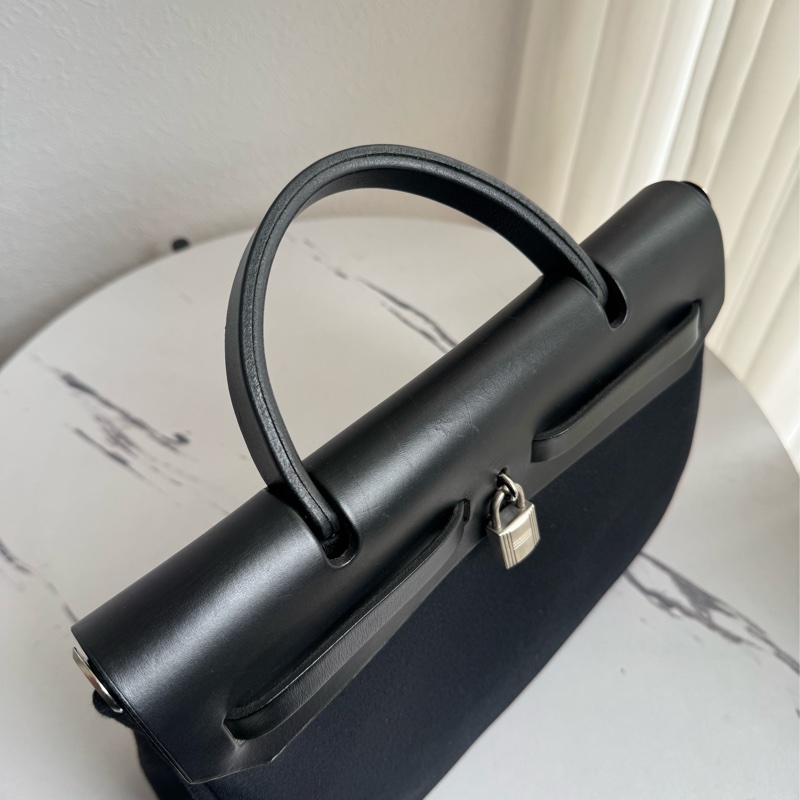 Hermes黑米帆布一代herbag 兩用❤️❤️-8