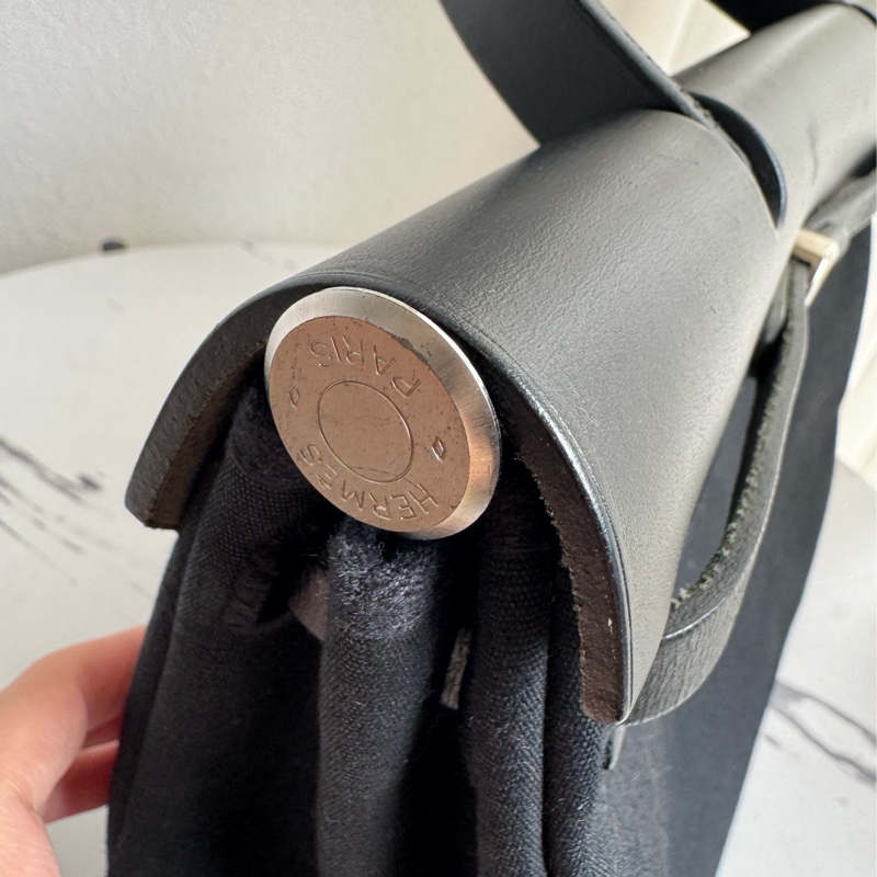 Hermes黑米帆布一代herbag 兩用❤️❤️-16